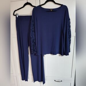 Iman Stretchy 2 Pc Stretchy Top And Pants Set Med Great For Tall 31" Inseam